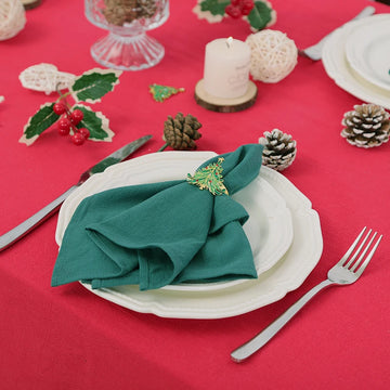 Qfdian 10PC Cloth Napkins Dark Green 30X45cm Thanksgiving Cotton Dinner Napkin for Wedding Party Baby Shower Christmas Table Decoration